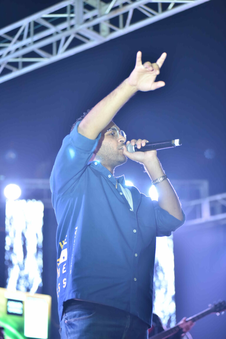 Singer engaging the crowd at Circle Club